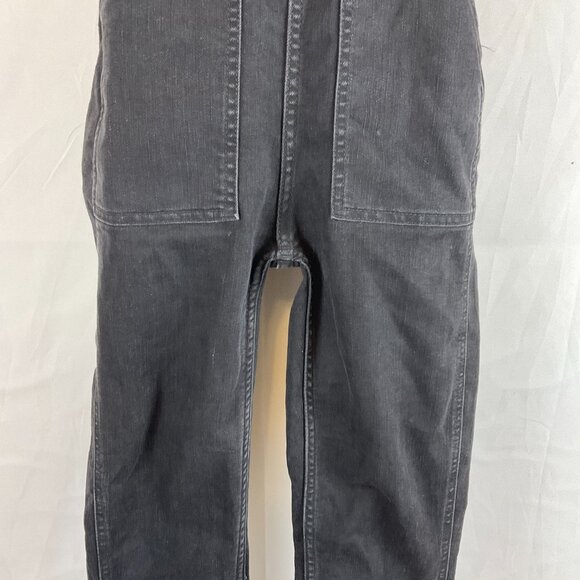 Madewell Skinny Overalls Denim XS Black Lunar Wash Chewed Hem Pockets - Picture 6 of 15